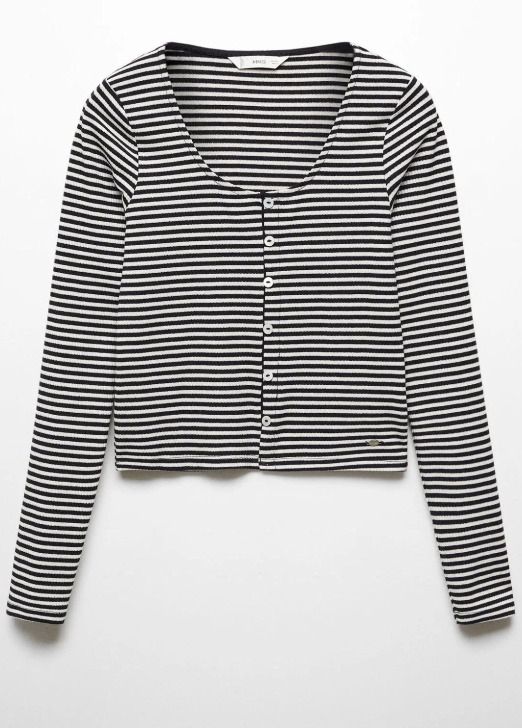 MANGO TEEN GIRLS BUTTONED STRIPED T-SHIRT SIZE XXS