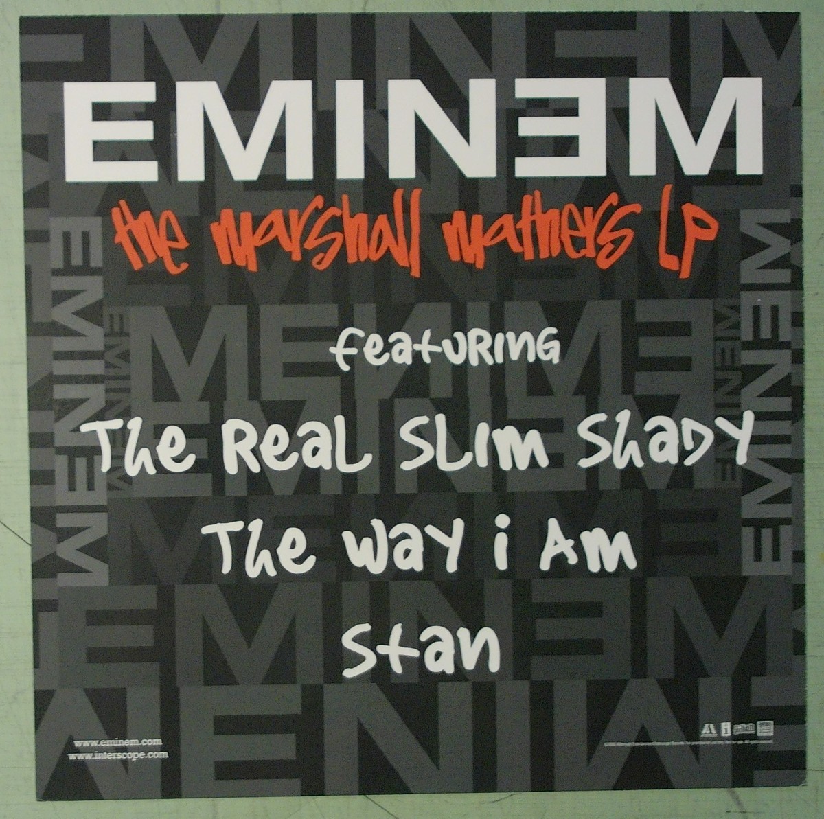 Eminem 2000 Original The Marshall Mathers LP Promo 2-sided Poster