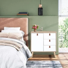 NNECW 3-Drawer Chest Dresser with Anti-Toppling Device for Living Room-Natural