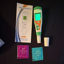 4-in-1 pH/EC/TDS/Temp Water Tester 0-14pH 0-9999 w/ Buffer Powder