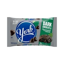 YORK Dark Chocolate & Peppermint Flavored BAKING CHIPS 8 oz Bag KOSHER CERTIFIED