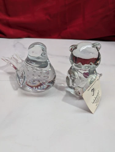 Vintage Animals Lot Fenton Art Glass February Birthstone Heart Bear Bird 3AA