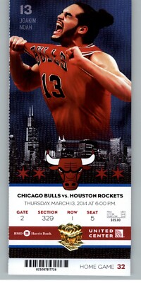 Houston Rockets vs Chicago Bulls 3/13/2014 Full Ticket - Joakim Noah | eBay