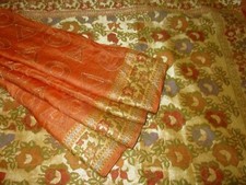 BVH WEARABLE PURE SILK Vintage Sari Saree 5yds 21Sep2610 X02 E856 Orange ABCKB