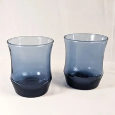 Vintage Libbey Apollo Dusky Blue Small Juice Glasses Set of 2 Height 3.25"