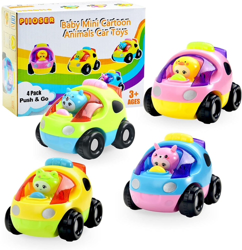 PIIOSER Mini Cartoon Animals Toy Cars for Toddlers, 4 Pack Friction Powered Pull - Bild 10 von 12
