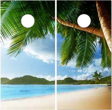 Beach Scene 1 LAMINATED Cornhole Wrap Bag Toss Skin Decal