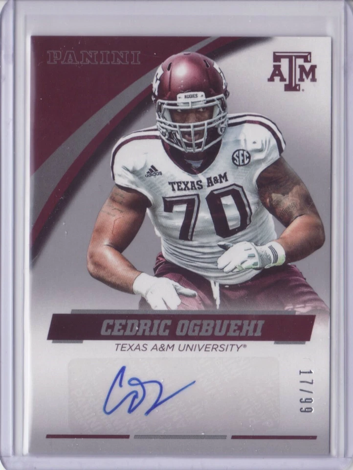 2015 Panini Collegiate Texas A&M Autograph Silver Cedric Ogbuehi /99 Auto FlatSH - Image 3 of 4