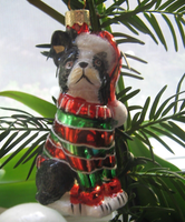 Christbaumschmuck Hund Bulldogge Glas Kugel Figur Christbaumkugel Weihnachten