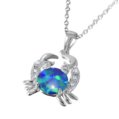 Collana In Argento 925 Con Ciondolo Faro E Opale Blu - Regalo Donna