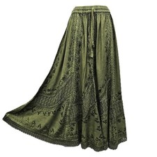 Boho Maxi Skirt Embroidered Flare Viscose Net UK Size 8 10 12 14 16 18 20 22 24 