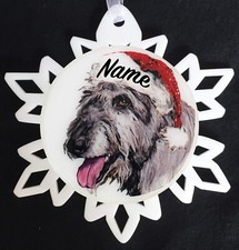 Santa Irish Wolfhound Dog Breed Christmas Ornament - Free Personalization