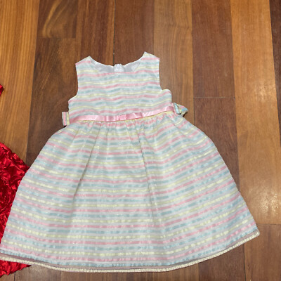3) Baby Girl Toddler Size 24m 24 Months 2T Dresses Christmas Dress Red  Silver | eBay