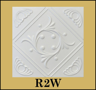 DIY Glue Up White Decorative Ceiling Tiles R2W Anet Ultra Pure White Satin 