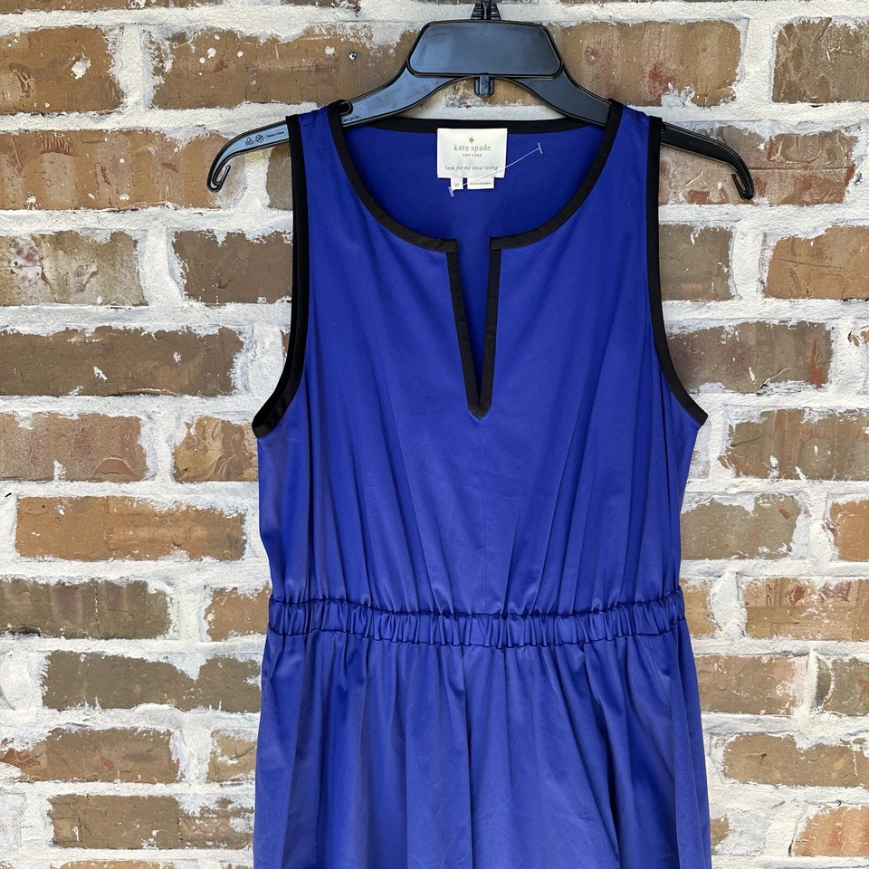 Nuevo Vestido Kate Spade Ajuste y Acampanado Azul Color Bloque Sin Mangas Para Mujer Talla 10 Foto 2 de 4