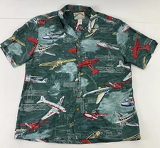 VTG Paradise Found Shirt Men's Large Hawaiian WW2 Bomber Planes Single Stitch