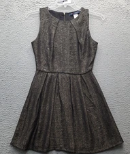One Clothing Skater Dress Womens Small Multi Gold Metallic Sleeveless Back Zip