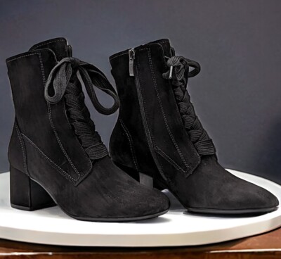 Bottes femme Tracy à lacets grand-mère victorienne en daim noir