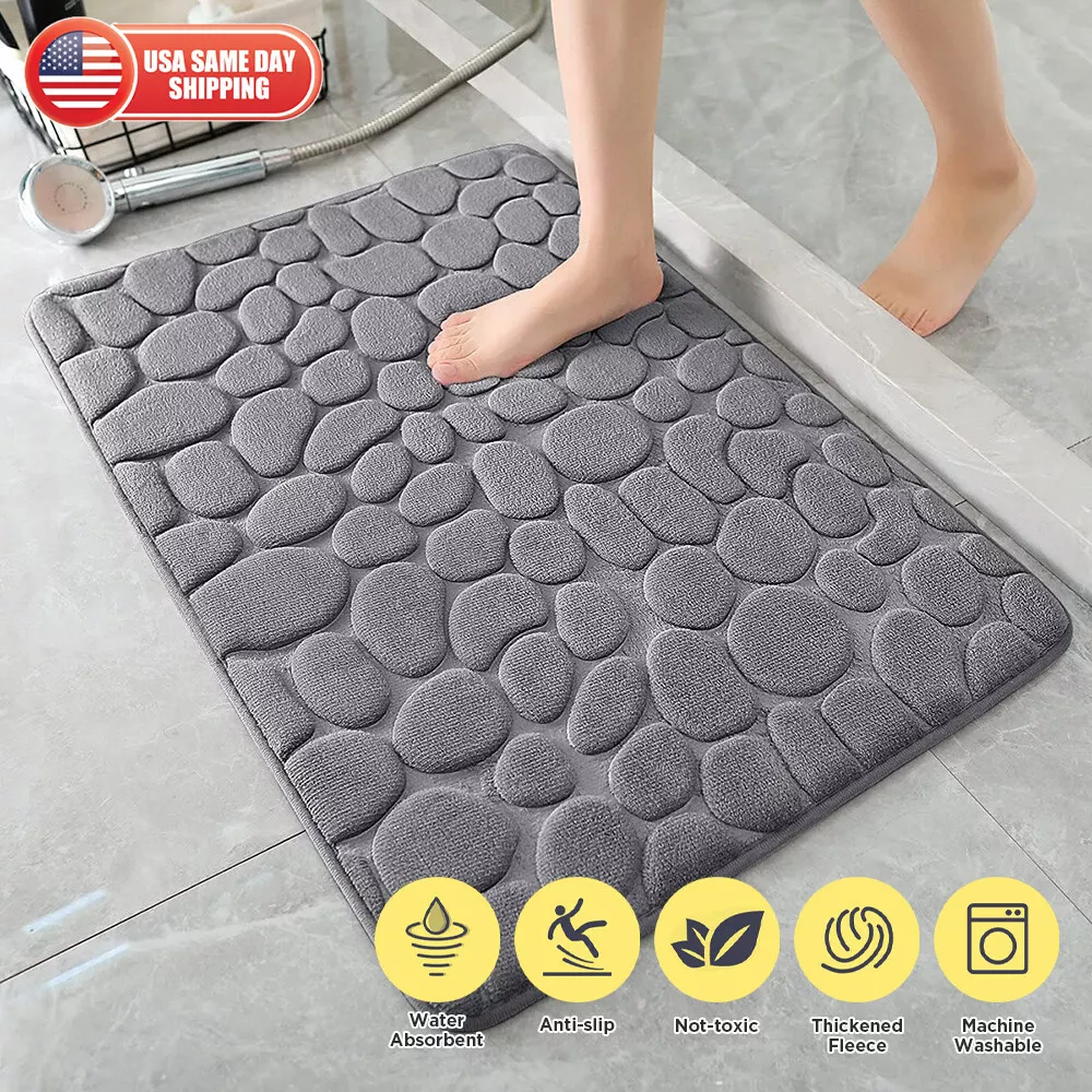 Stone 3D Rugs Bath Mat Bath Rugs Anti-slip Kitchen Rugs Bathroom Mat  Bathroom Carpet