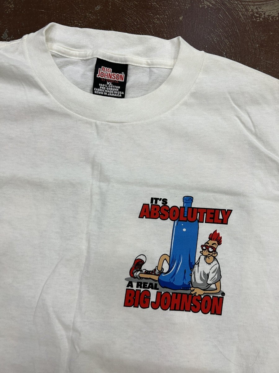 Vintage Big Johnson T-Shirt XLWhite 90s Single Stitch Humor Bottle