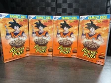 Limited Edition Reese’s Puffs Cereal Dragon Ball Z Set Of 4 New Sealed Unopened 
