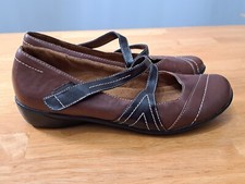 Naturalizer "Nelson" Size 9M Leather Mary Janes Strappy Shoes Flats Brown