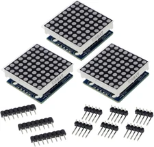 Hiletgo 3Pcs MAX7219 8X8 Dot Matrix LED Display Module 5V MCU Control MAX7219 