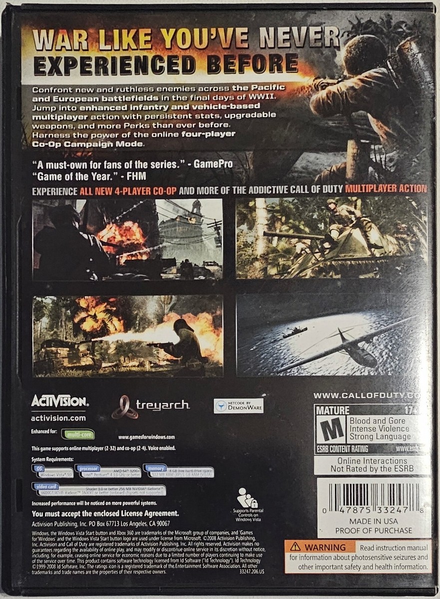 PC Call of Duty World At War with manual | eBay