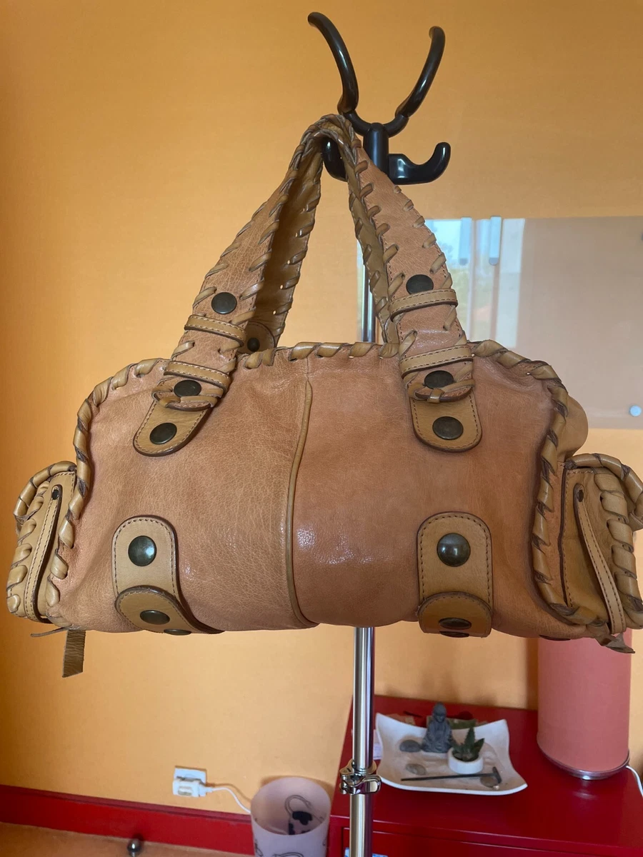 Sac à Main Chloé En Toile Et Cuir Noir Marine - Logo - Occasion Du Japon, Très Bon état