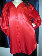 VINTAGE: SATIN Ultra-Shiny Red Satin Loungewear. 2X NWOT