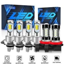 H7 H7 H11 LED Headlight Hi-Lo Beam + Fog Bulbs 6000K Super White Bright Lights