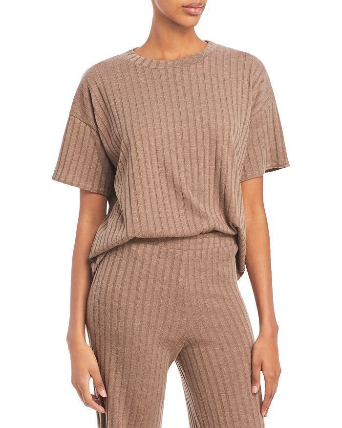 AQUA Top Ribbed Brown Toast Women Sz XS NEW NWT BL11