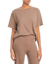 AQUA Top Ribbed Brown Toast Women Sz XS NEW NWT BL11