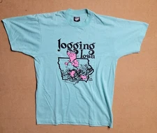 Vtg Screen Stars Best Single Stitch Graphic T Teal Jogging Iowa Made In Usa Sz L