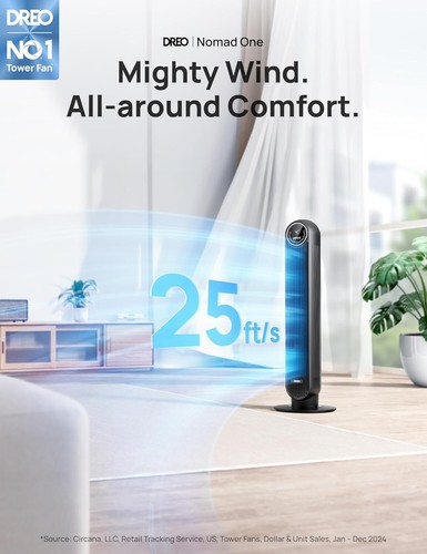 Stylish Black Tower Fan - Silent 28dB Design, Perfect for Bedroom & Living Room - Picture 5 of 10