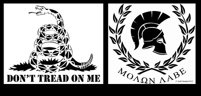 8'' ΜΟΛΩΝ ΛΑΒΕ MOLON LABE & GADSDEN DON'T TREAD Vinyl Car Truck Sticker 2PK BLACK