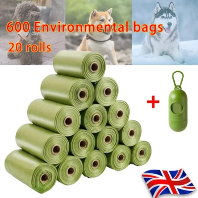600 Dog Poop Bags Rolls Poo Waste Biodegradable Doggy Large Strong Thick Pet Eco