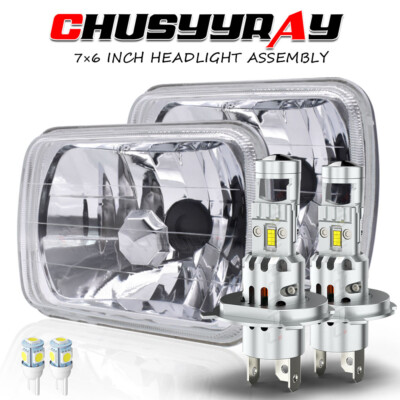 For Ford L9000 1981-1997 2* 5X7'' 7x6'' H/L Square Headlight H4 Bulb White 6000K