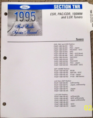 1992 - 1995 Ford Radio Service Manual Audio Systems TNR ESR PAC/CDR 100MM Tuners