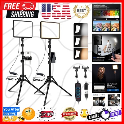 2-Pack LED Video Light Kit, Studio Light, 2800-6500K Dimmable Photography Lig...