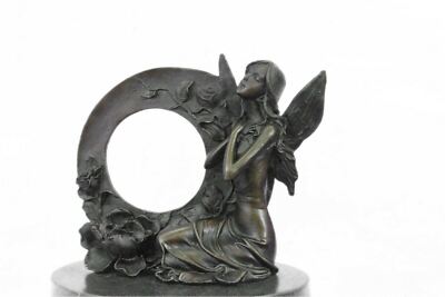 Skulptur Hautfarben Fairy 100% Fantasie Jugendstil Winged Holz Nymphe Bronze Nr
