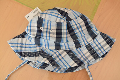 H&M Hut Mütze 74 80 86 neu KU 48 Kopfbedeckung neu w Junge Fischerhut blau karri