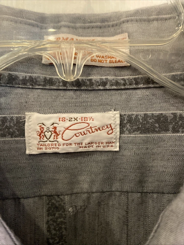 Camisa L/S vintage 1960’s 1970’s Courtney prensa permanente abotonada para hombre 2X Foto 4 de 4