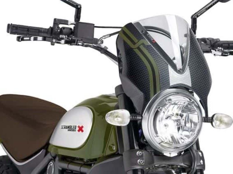 Puig Retrovision Crbn Look Semi Fairing & Clr Screen Ducati Scrambler Icon 15-22