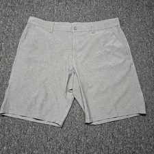 Hang Ten Men  s Hybrid Board Shorts 40 Gray Striped Stretch Drawstring Quick Dry