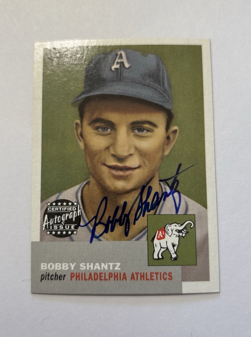 2002 Topps Heritage Real One Bobby Shantz Philadelphia A's Signed AUTO