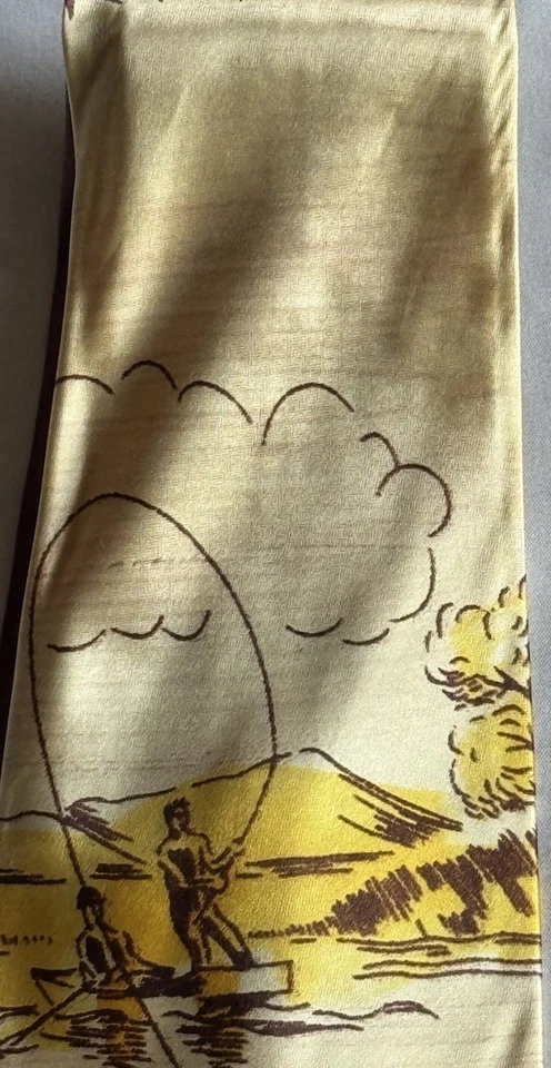 Corbata vintage estampada melodía por ARCO Fish, corbata de pesca naranja amarilla para hombre 4x52 Foto 2 de 4