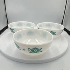 Vintage 1950s Hazel Atlas Bowls Milk Glass Turquoise 5” Set of 3