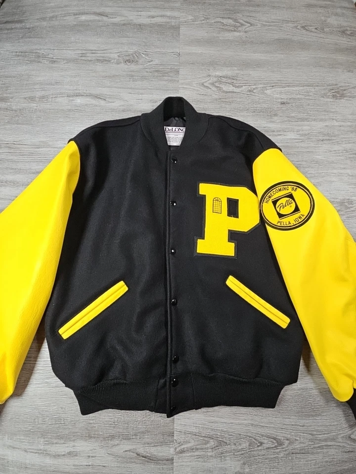 Vintage 90s DeLong Wool Blend Letterman Varsity Jacket Mens Size XLarge USA Made - Image 3 of 4