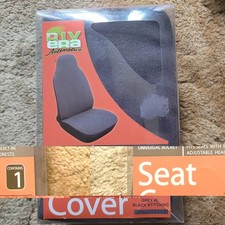 Universal Bucket Seat Cover Protector - Seat Wbuilt-in Headrest Grey Wblack